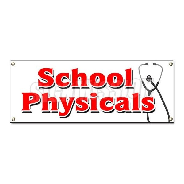 SCHOOL PHYSICALS BANNER SIGN no appointment walk-in flu shots health